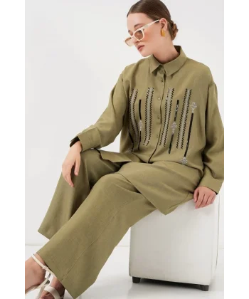 Desenli Tunik Pantolon İkili Takım 6720 - Çağla