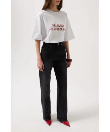 Dikiş Detay Geniş Paça Jean