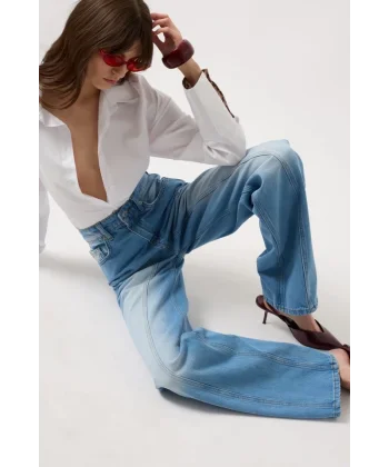 Dikiş Detay Geniş Paça Jean