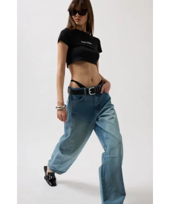 Dikiş Detay Wide Leg Jean