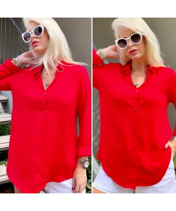 Dokuma Viskon KumaşEfsane Basic GömlekKırmızı12 Renk 9 Bedenön 62Arka Orta Kısım 70 Cm