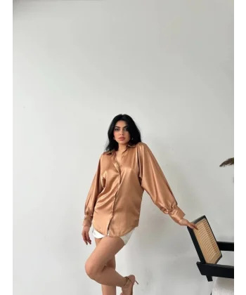 Dökümlü Saten Gömlek