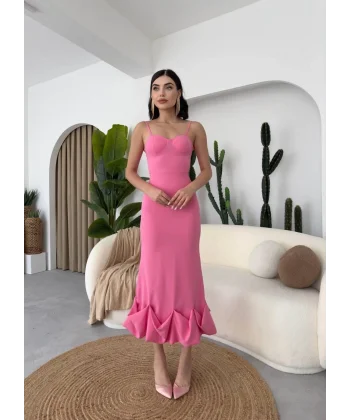 Dominic Eteği Büzgülü idi Boy Elbise