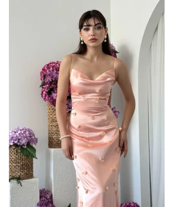 Dora Çiçek Detaylı Elbise - Pembe