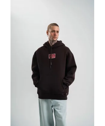 Double Oversize Kapşonlu Dijital Patchli SweatShirt - Kahve