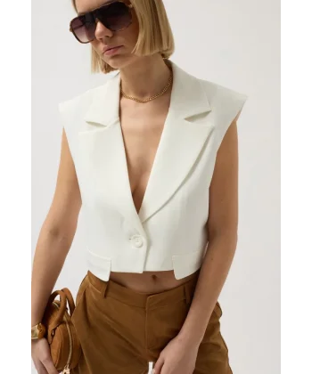 Düğme Detay Cepli Yelek