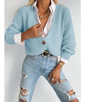 Düğme Detay Triko Bluz