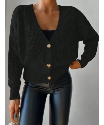 Düğme Detay Triko Bluz