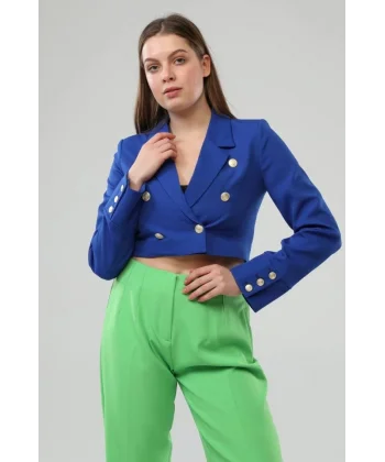 Düğmeli̇ Crop Ceket