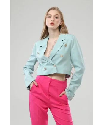 Düğmeli̇ Crop Ceket