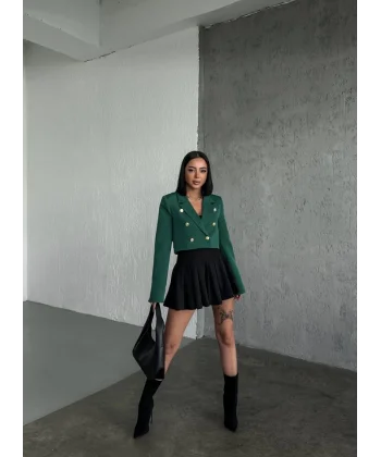 Düğmeli̇ Crop Ceket