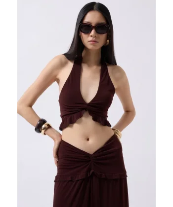 Düğüm Detay Fırfırlı Crop