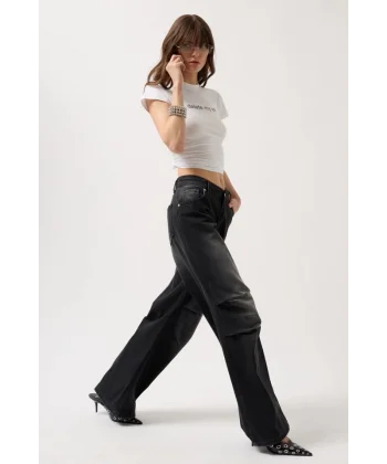 Düşük Bel Diz Katlı Jean