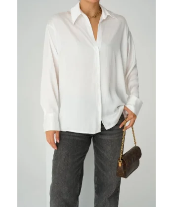 Düz aten Gömlek  Ekru