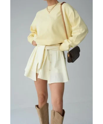 Düz SweatShirt - Açık Sarı