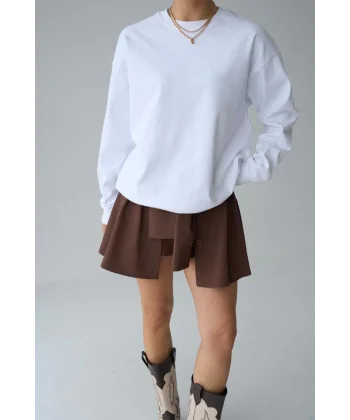 Düz SweatShirt - Beyaz