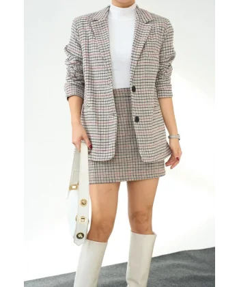 Ekose Kareli CEKET  Bej