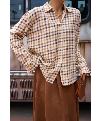 Ekoseli Gömlek  KAHVE