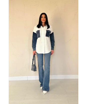 Ekru Kot Garnili Ceket