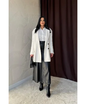 Ekru Tüylü Yumoş Kaban