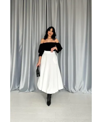 Ekru Uzun Balon Etek