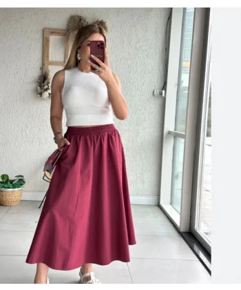Elastik Belli Midi Etek