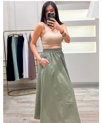 Elastik Belli Midi Etek