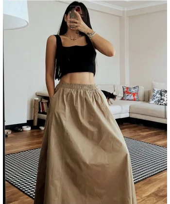 Elastik Belli Midi Etek