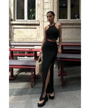 Elena Yırtmaç Detay Crop Takım 9834