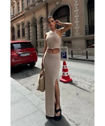 Elena Yırtmaç Detay Crop Takım 9834