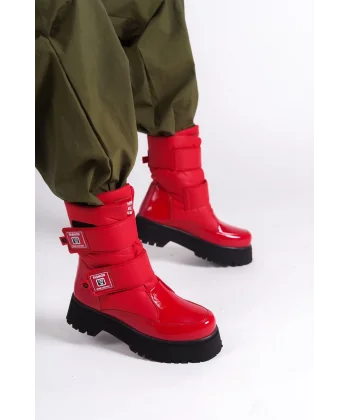 ELISA Cırt Cırtlı  Paraşüt Kumaş Rugan Kadın Bot RST - Kırmızı