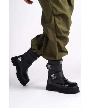 ELISA Cırt Cırtlı  Paraşüt Kumaş Rugan Kadın Bot RST - Siyah