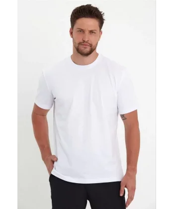 Erkek 24/1 Düz A Kalite Oversize T-shirt - Beyaz