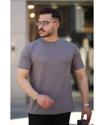 Erkek Ağaç Kabuğu Desenli Kısa Kollu T-shirt