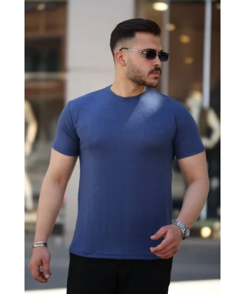 Erkek Ağaç Kabuğu Desenli Kısa Kollu T-shirt