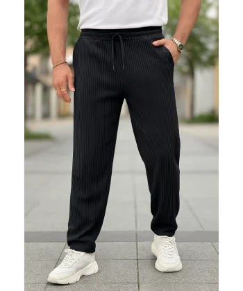 Erkek Bağcıklı Pileli Baggy Pantolon