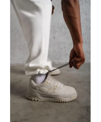 Erkek Baggy Alt Eşofman - Beyaz