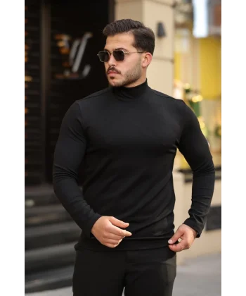 Erkek Balıkçı Yaka Modal Kumaş Esnek Kazak