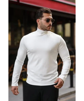 Erkek Balıkçı Yaka Modal Kumaş Esnek Kazak