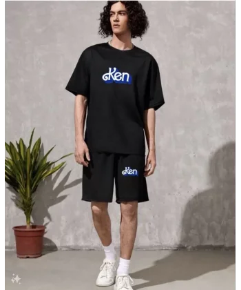 Erkek Baskılı İkili Şort Takım - Siyah