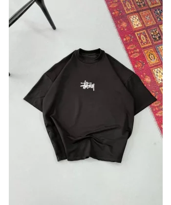 Erkek Baskılı Oversize T-shirt - Siyah