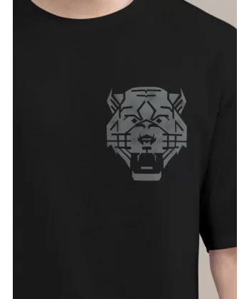 Erkek Baskılı Oversize T-shirt - Siyah