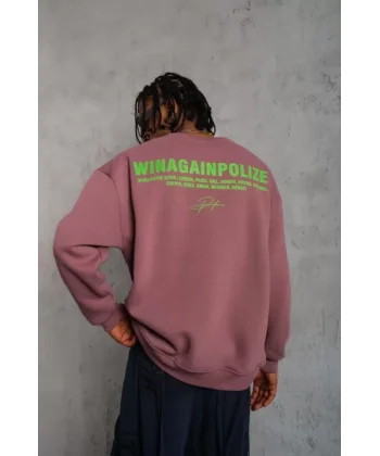 Erkek Baskılı Sweat - Gül Kurusu