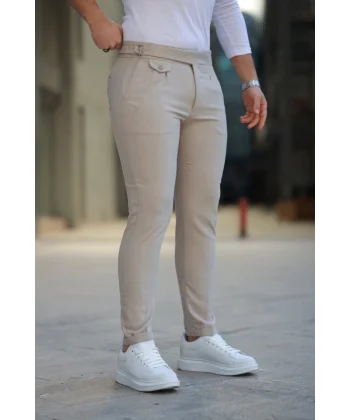Erkek Bel Toka Detaylı Pileli Pantolon