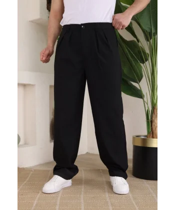 Erkek Beli Lastikli Pileli Baggy Pantolon