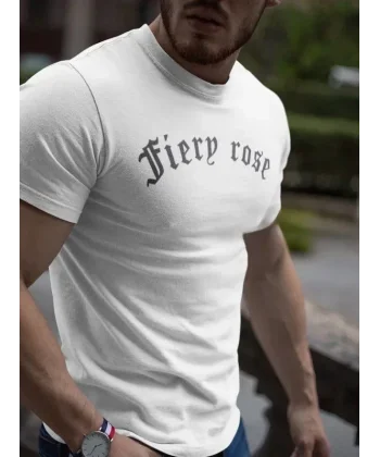 Erkek Bisiklet Yaka Baskılı Oversize T-Shirt - Beyaz