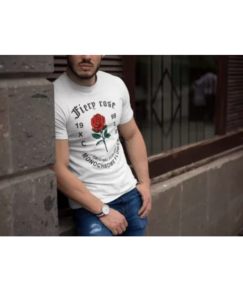 Erkek Bisiklet Yaka Baskılı Oversize T-Shirt - Beyaz