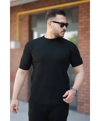 Erkek Bisiklet Yaka örgü Desenli Kısa örme Triko Kısa Kollu T-shirt