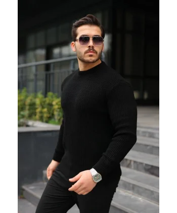 Erkek Bisiklet Yaka Örme Kazak