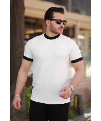 Erkek Bisiklet Yaka örme Pamuklu Kumaş Kısa Kollu T-shirt